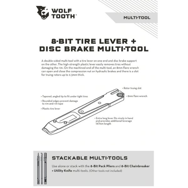 HERRAMIENTA WOLF TOOTH 8-BIT TIRE LEVER + DISC BRAKE MULTI TOOL